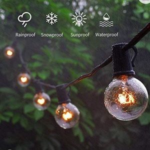 String Lights 25Ft 25pcs Outdoor String Light Globe Glass G40